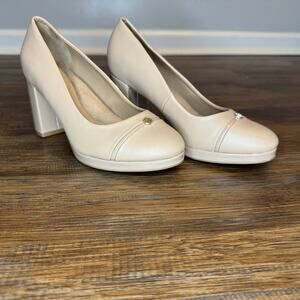Giani Bernini Memory Foam Nude ALEXIAA pumps 6.5 round toe block heel